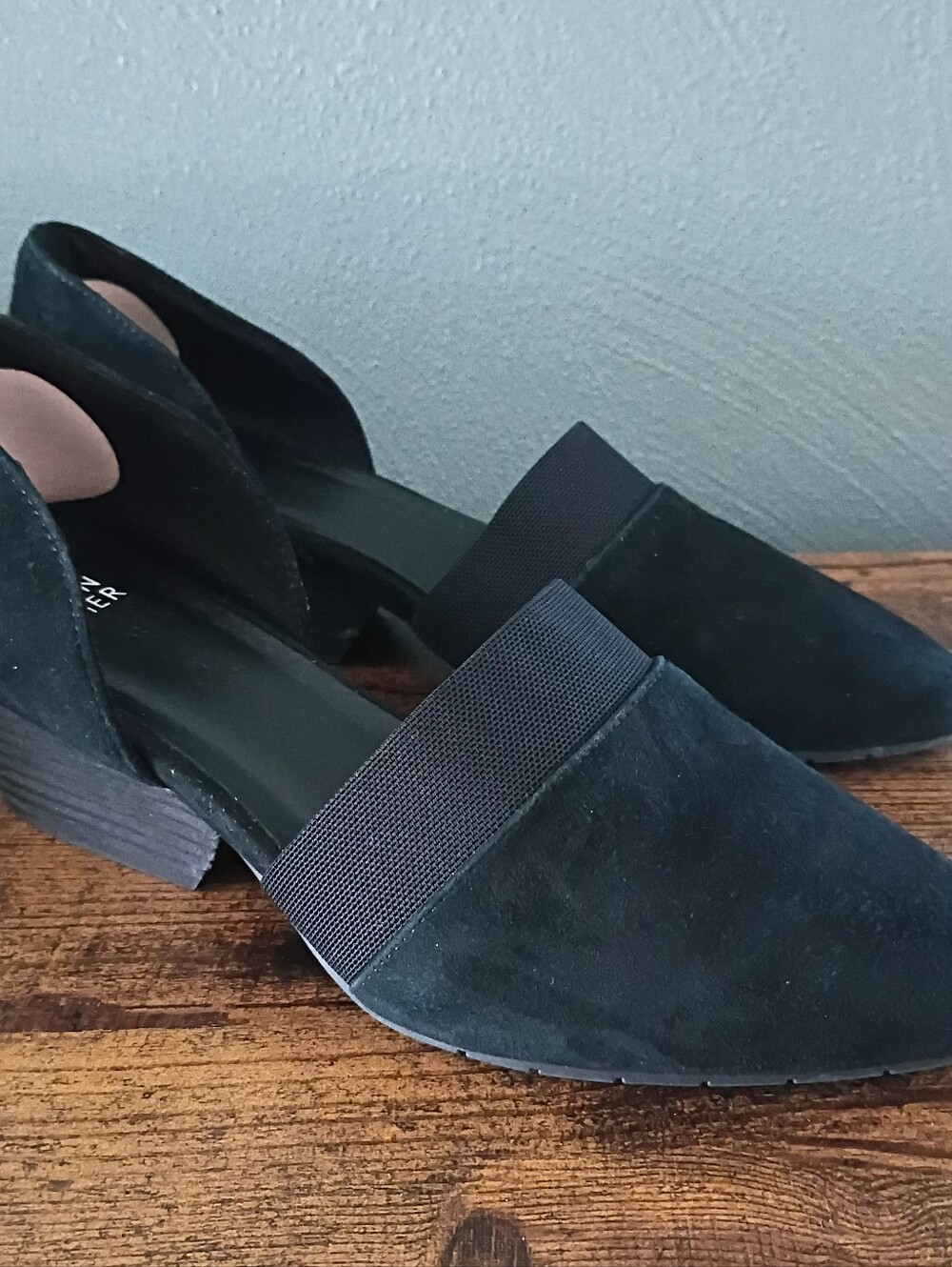 Eileen Fisher D‘Orsay Black Suede Wedge Pumps Womens 8 Block Heel Hilly